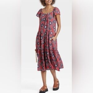 Knox Rose Floral Boho Midi Dress XL